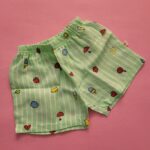 green organic muslin cotton shorts