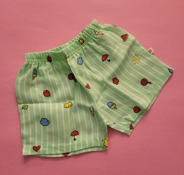 green organic muslin cotton shorts