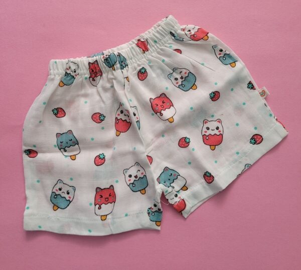 cartoon print organic muslin shorts