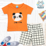 Panda print t-shirt and shorts