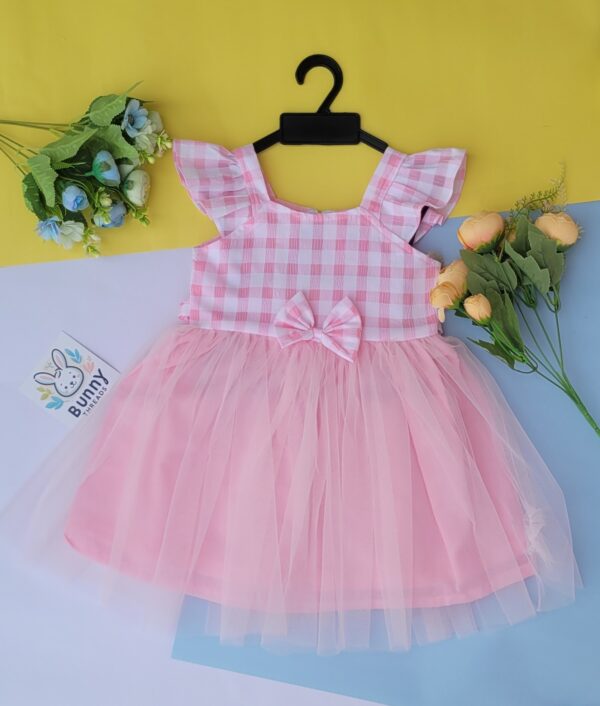 pink cotton frock with net