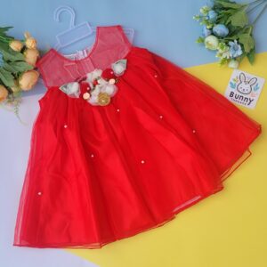 Red frock for baby girls with net