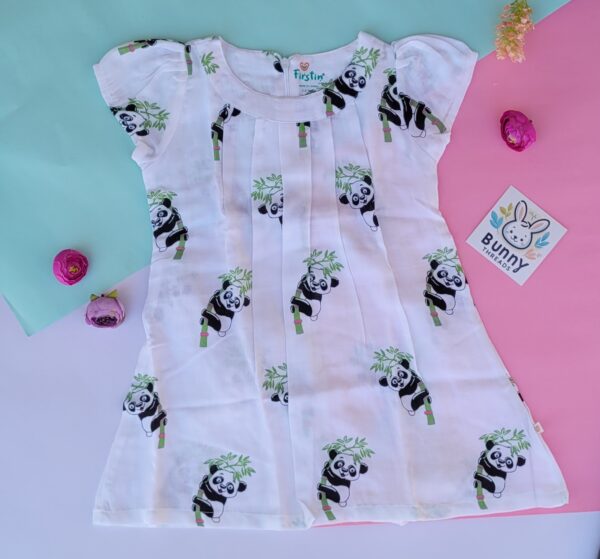 Panda Organic Muslin Cotton Frock