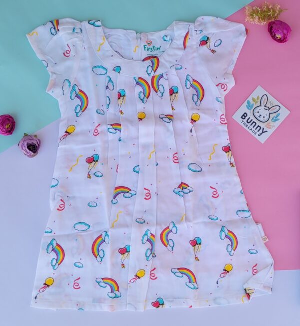 Rainbow muslin frock