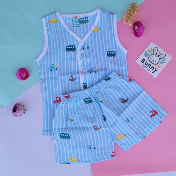 Car print jabla shorts set for babies