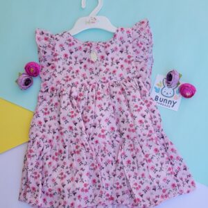 pink floral georgette frock