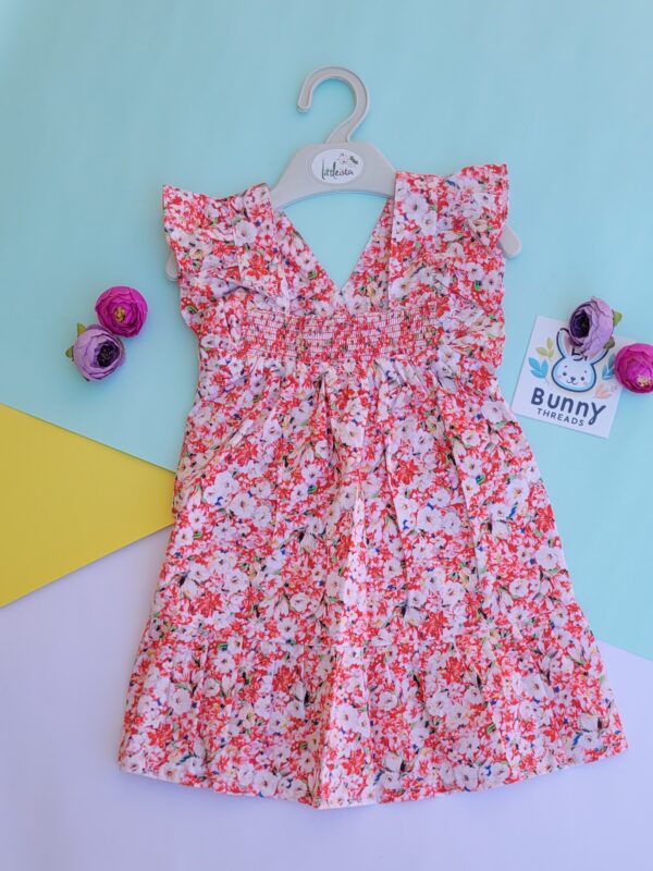 red floral cotton frock