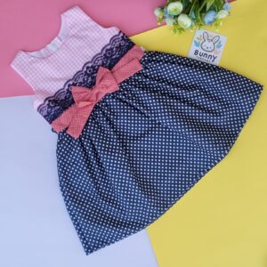 pink with blue kids cotton frocks