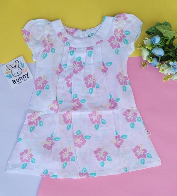 Flower print muslin frock