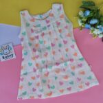 heart print sleeveless muslin frock for 6-12 months girl babies