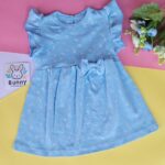 Blue knitted cotton frock for baby girl 6 to 24 months