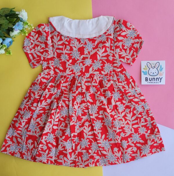 Red cotton frock for baby girl