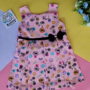 Pink cotton frock for baby girls