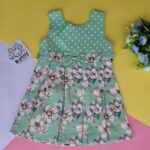 Green cotton frock for baby