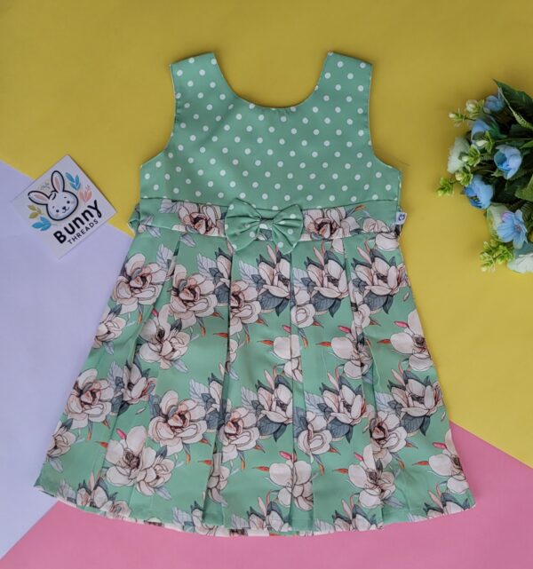 Green cotton frock for baby