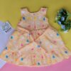 yellow cotton back knot frock for baby