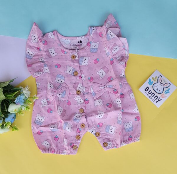 Pink muslin romper for baby