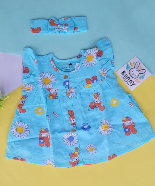 Blue muslin frock for born baby