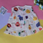 Muslin Cotton Front button frock for baby girl