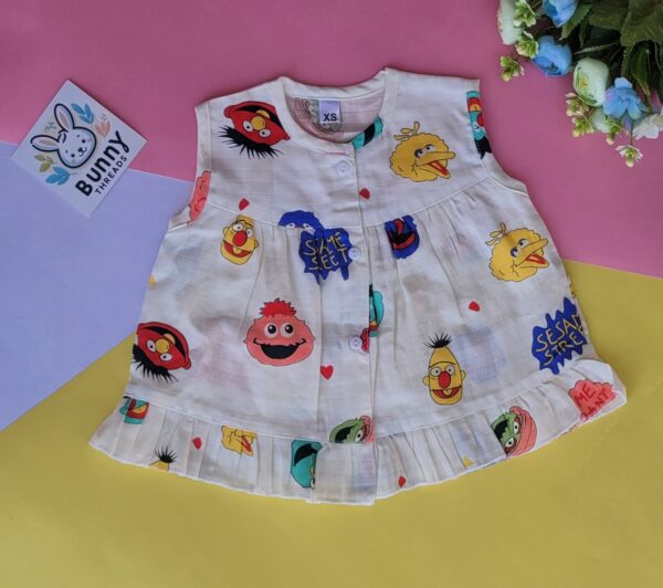 Muslin Cotton Front button frock for baby girl