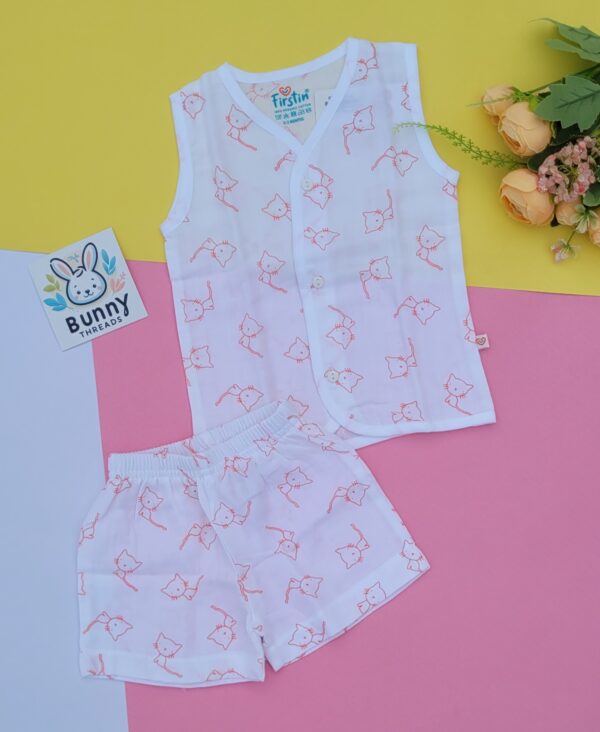 Muslin cotton jabla short set for born baby