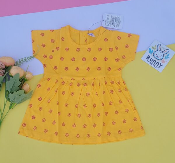 Yellow cotton frock for girl baby